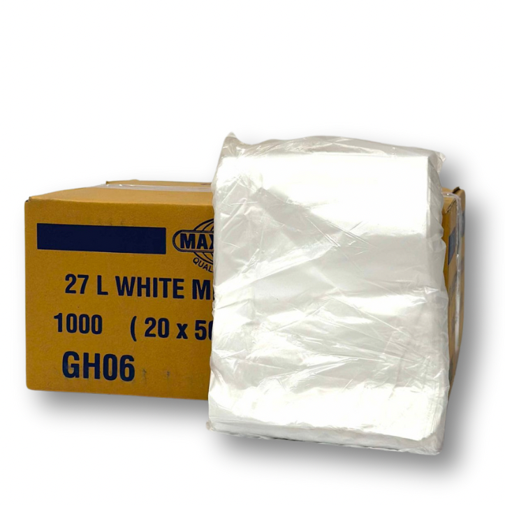 27L White Garbage Bags - FLAT 1,000/carton