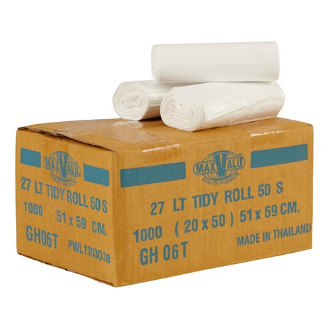 27L White Garbage/Nappy Bags - ROLL 1,000/carton