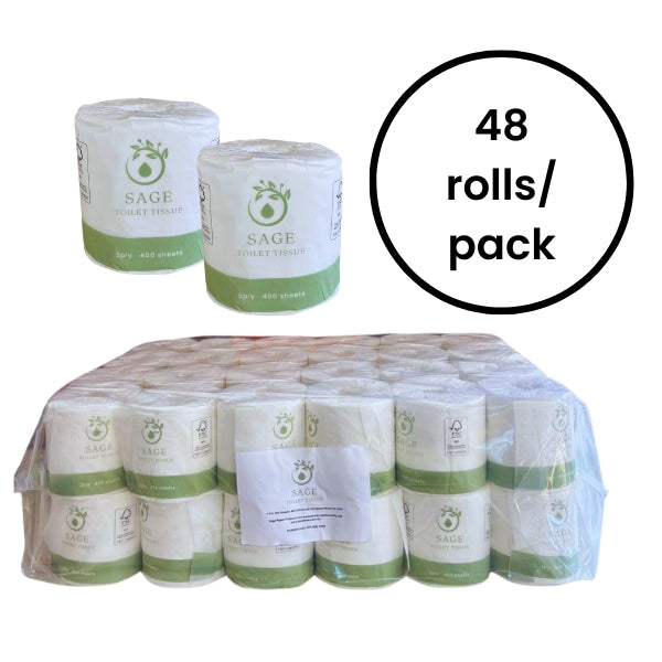 2PLY Toilet Paper - Standard Roll 2ply - 400 sheets - 48 rolls/carton - Wrapped
